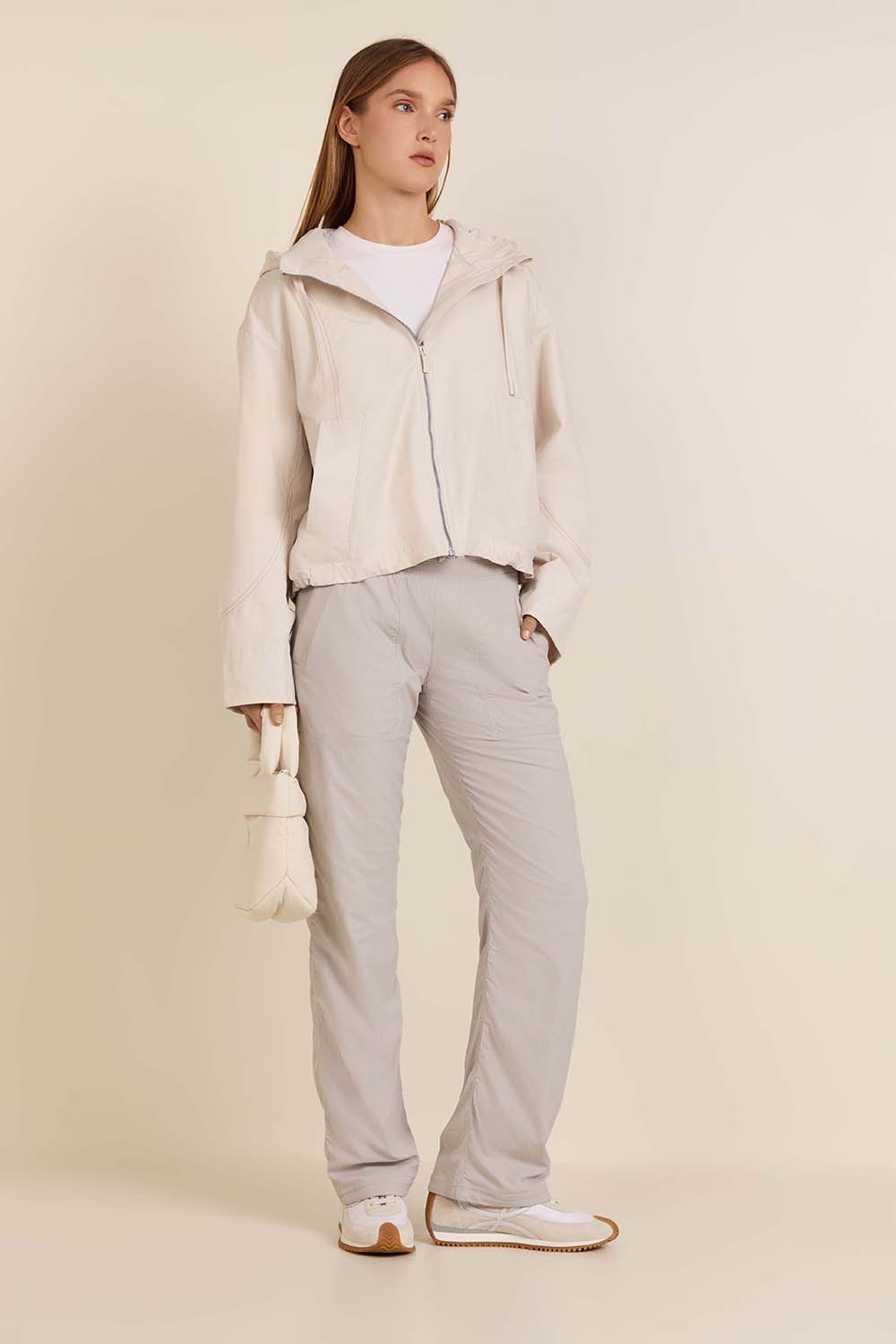 Water-Resistant Cropped Hooded Jacket